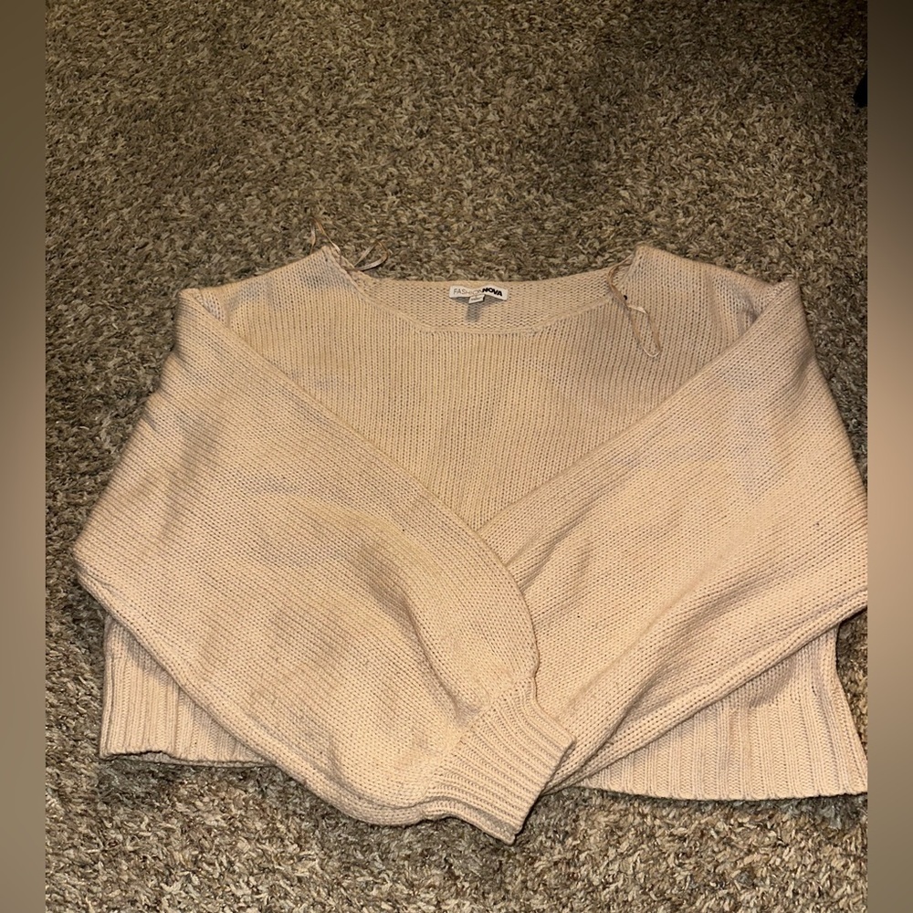 Beige Fashionova Sweater Bat Wing Scoop Next Cozy Size Large